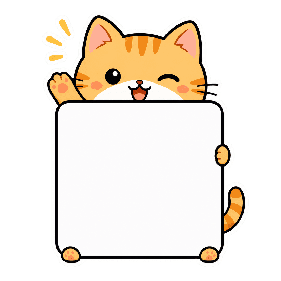 Стикер с машущим котиком и QR-кодом