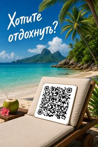 ИИ-изображение с QR-кодом на пляже